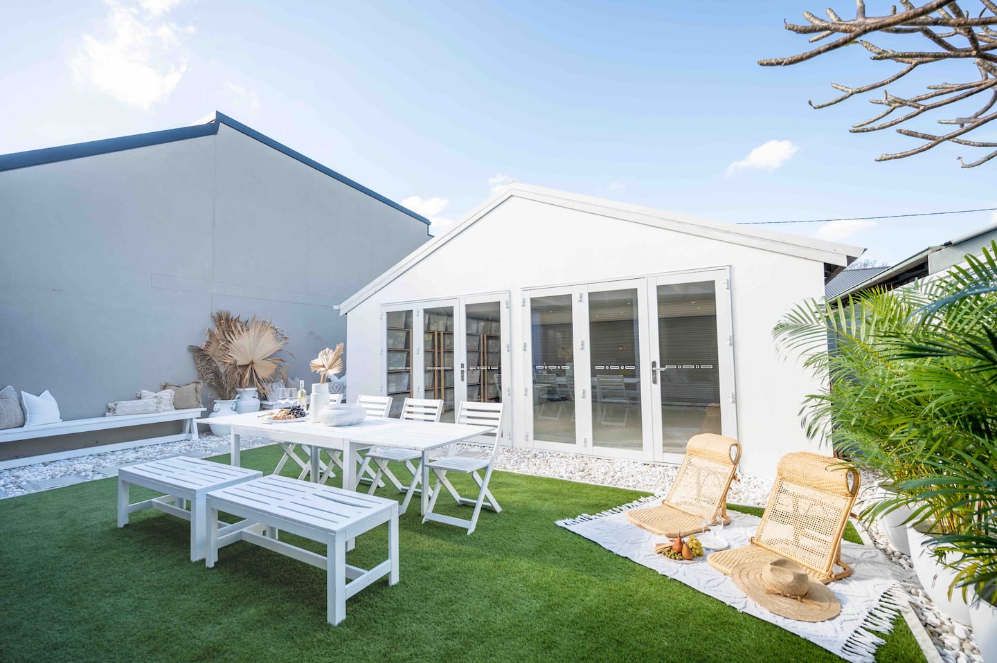 Private outdoor entertaining area with garden seating